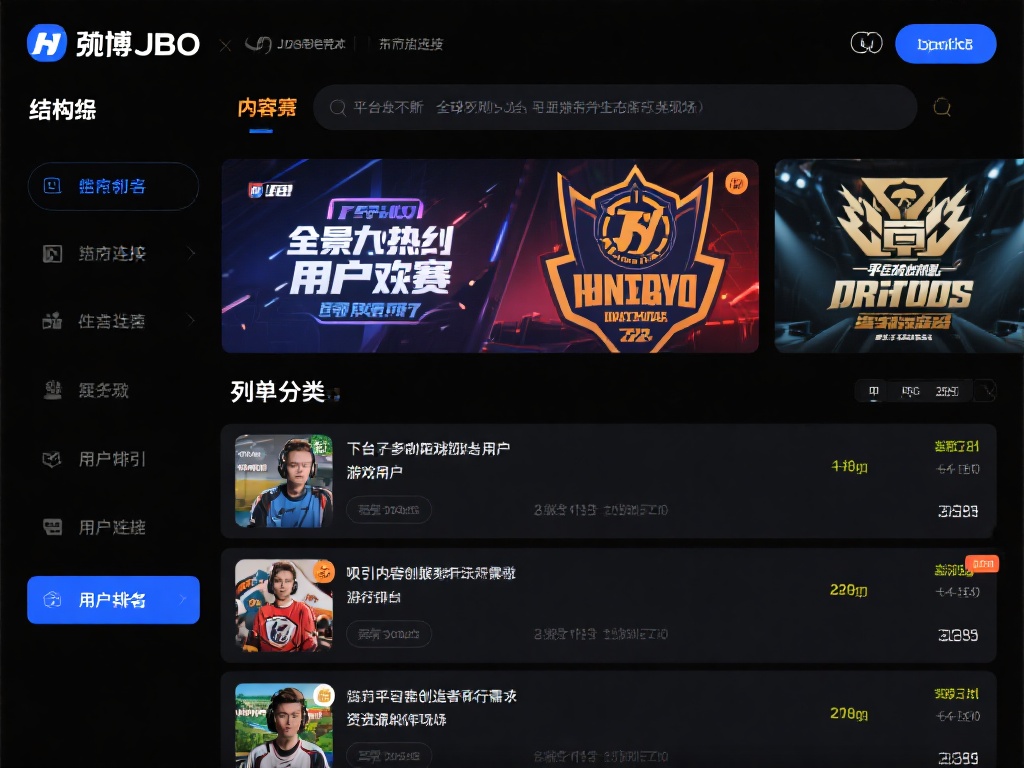 例如，竟博JBO电竞通过结构化赛事列表分类和排名，